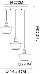 Globo 69030-3H - Corp de iluminat pendul 3xE27/60W