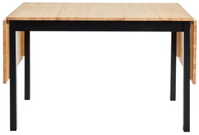 Masă de dining extensibilă din lemn de pin cu structură neagră Bonami Essentials Brisbane, 120 (200) x 70 cm