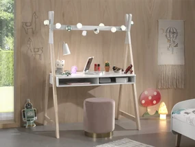 Birou pentru copii Tipi din lemn masiv de pin și MDF lăcuit – colecția Kiddy – Vipack