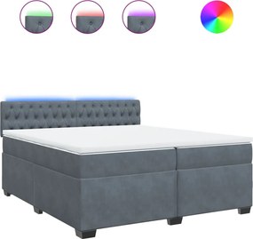 vidaXL Pat box spring cu saltea, gri închis, 200x200 cm, catifea