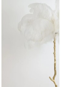 Lampadar alb/auriu cu abajur din pene (înălțime 180 cm) Feather – Light &amp; Living