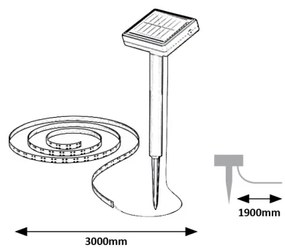 Bandă LED solară Rabalux 77016 ANSOO LED/0,26W/3,2V 4,9m IP44