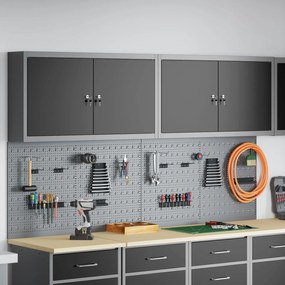 vidaXL Set de Cabinet pentru Unelte și Pegboard cu raft 6 pcs Negru
