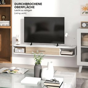 HOMCOM，Suport TV，Cu 2 Rafturi Deschise și Dulap cu Ușă Rabatabilă，MDF，120cm x 26cm x 16cm，Alb, gri | Aosom Romania