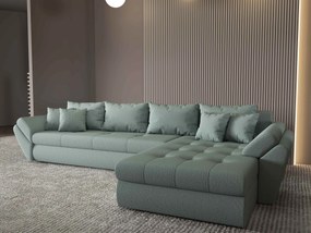 Colțar extensibil dumonde cu ladă de depozitare si sezut confortabil din spuma high-density, Loana XL Enjoy Mint II 335x185 cm