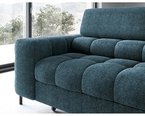 Colțar albastru extensibil/cu spațiu de depozitare cu tapițerie din țesătură bouclé (cu colț pe partea dreaptă/în formă de ”L”) Ferucce – ELTAP