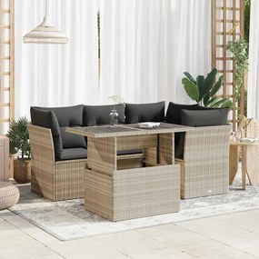 vidaXL Set canapele de grădină cu perne, 5 piese gri deschis poliratan
