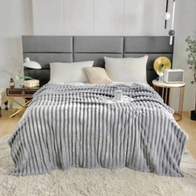 Patura Cocolino pufoasa cu dungi 200 x 230 cm, gri