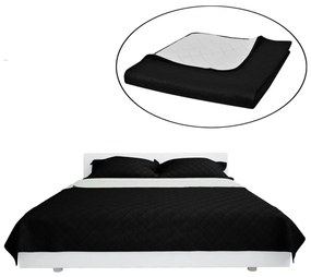 vidaXL Cuvertură de pat matlasată cu două fețe negru/alb 220 x 240 cm