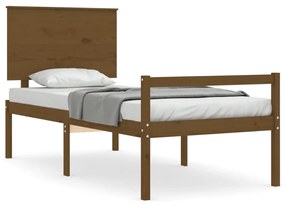 3195469 vidaXL Cadru de pat cu tăblie, maro miere, 90x200 cm, lemn masiv