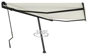 vidaXL Copertină autonomă retractabilă manual, crem, 450x300 cm