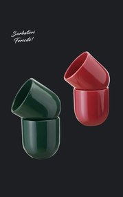 Set Cadou 4 Pahare Ceramica Novum Sarbatori (2 Pahare Rosii 250ml, 2 Pahare Verzi 250ml)