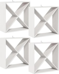 vidaXL Raft pentru vin 4 pcs Alb 62 x 25 x 62 cm Lemn de pin masiv