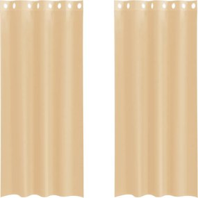 vidaXL Perdele Voile cu Oelii 2 buc Nisip