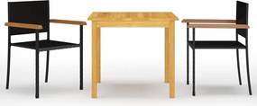 vidaXL Set mobilier de grădină, 3 piese, negru
