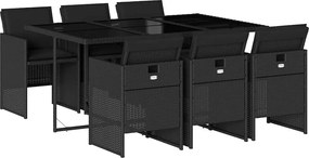 vidaXL Set mobilier de grădină cu perne, 7 piese, negru, poliratan