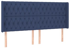 3119936 vidaXL Tăblie de pat cu aripioare, albastru, 183x16x118/128 cm, textil