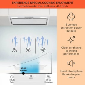 Hota de bucătărie încorporată Camila 70 cm 397 m³/h LED touch din oțel inoxidabil