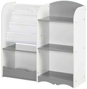 Raft pentru jucării pentru copii Mobilier dormitor din lemn, mobilier pentru sufragerie și creșă, 85x26x84cm, gri ZONEKIZ | Aosom Romania