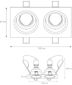 Spot EMBED 2xGU10/50W/230V negru Lucide 22959/02/30