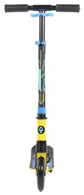 Trotineta pliabila NOVOKIDS™ Rocket Challenger, Maxim 100 kg, Inaltime reglabila 78-86 cm, Suspensie fata, Diametru roata 145 mm, Galben cu Albastru