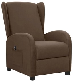 3098929 vidaXL Fotoliu rabatabil electric, maro, material textil