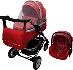 Carucior nou nascuti 3 in 1 Baby Care™ PRO 531 , geanta Bebe, Cadru Aluminiu, Amortizoare, Roti din cauciuc plin AVE, Landou, Scoica auto, Spatar