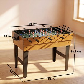 HOMCOM Masă de Joc 4 în 1 cu Fotbal de Masă, Biliard, Ping-Pong și Air Hockey, Vârstă 6+ Ani, 107x61x84,5 cm, Multicolor | Aosom Romania