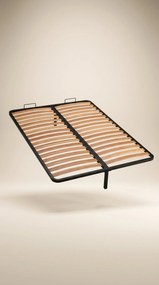 Somieră metalică cu lamele din fag Qualitysom Dublă 120×190 cm, cu picioare