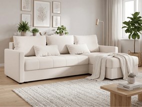 Coltar extensibil de colt VENORIA, crem, reversibil, 220x143 cm + 2 perne GRATUIT