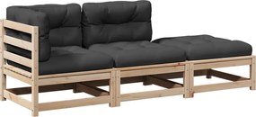 vidaXL Set canapele de grădină cu perne, 3 piese, lemn masiv de pin