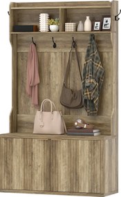 HOMCOM Cuier pantofar 4 în 1 Cuier modern cu raft deschis pentru hol intrare dormitor 100x38x172 cm Stejar | Aosom Romania