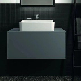 Dulap baza suspendat Ideal Standard Atelier Conca antracit mat 1 sertar si blat cu decupaj central 80 cm