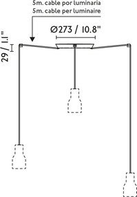 Lustra cu 3 pendule metal TATAWIN M alb