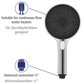 Set de duș argintiu lucios din oțel inoxidabil 120 cm Soft Water – Wenko