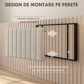 HOMCOM Tăblie de perete pentru pat dublu, tapițată, din catifea, pentru paturi de 180 cm, crem | Aosom Romania