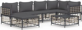vidaXL Set mobilier de grădină cu perne, 7 piese, antracit, poliratan