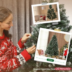 HOMCOM Brad de Crăciun Înzăpezit Înalt 180 cm cu 910 Ramuri, Brad Artificial de Interior cu Conuri Decorative, Bază Metalică Pliabilă, Verde | Aosom Romania