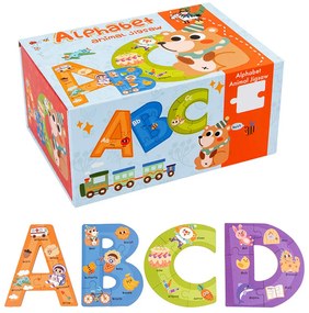 Puzzle alfabet din lemn cu cuvinte în engleză