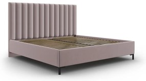 Pat matrimonial roz deschis tapițat cu spațiu de depozitare și somieră 160x200 cm Casey – Mazzini Beds