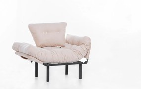 Fotoliu extensibil Nitta Single, Futon,135x70 cm,metal, crem