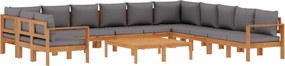 vidaXL Set de canapele de grădină cu perne, 9 piese, lemn masiv acacia