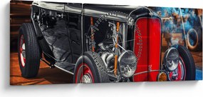 Tablou cu mașina veteran (cu ceas) (90x30 cm)