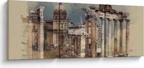 Tablou - Forumul Roman, Roma, Italia (cu ceas) (90x30 cm)
