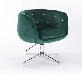 HR333CROSS Scaun Verde Catifea cu Bază Cromata