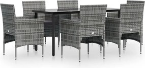 vidaXL Set de servit masa pentru grădină, 7 piese, gri și negru