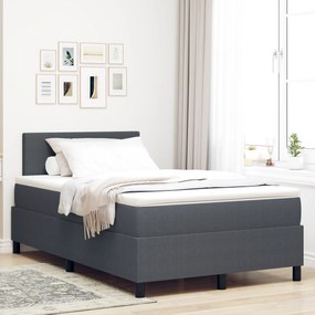 vidaXL Pat cu arcuri cu saltea și LED Gri închis 120x200 cm Catifea