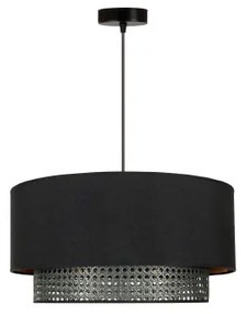 Lustră pe cablu BOHO Duolla RATTAN 1xE27/15W/230V d. 45 cm negru