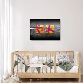 Tablou pe sticlă - Pătratr colorate pe fond negru (70x50 cm)