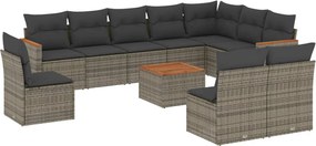 vidaXL Set canapele de grădină cu perne, 11 piese, gri, poliratan